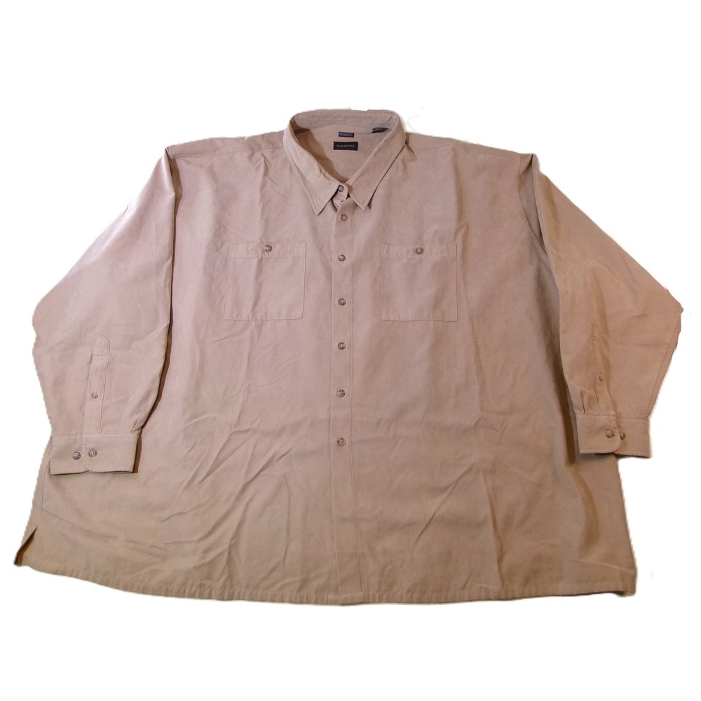 Alexander Lloyd Menswear Sueded Tan Khaki Button Down Shirt 6X P.O. 8403CM